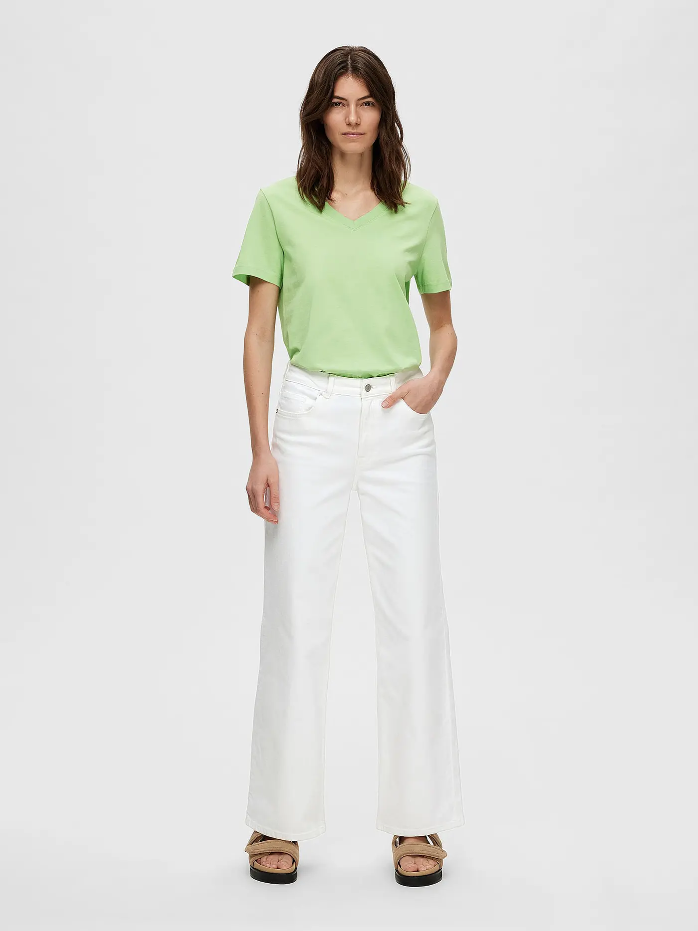 SELECTED FEMME | T-Shirt SLFESSENTIAL | hellgrün